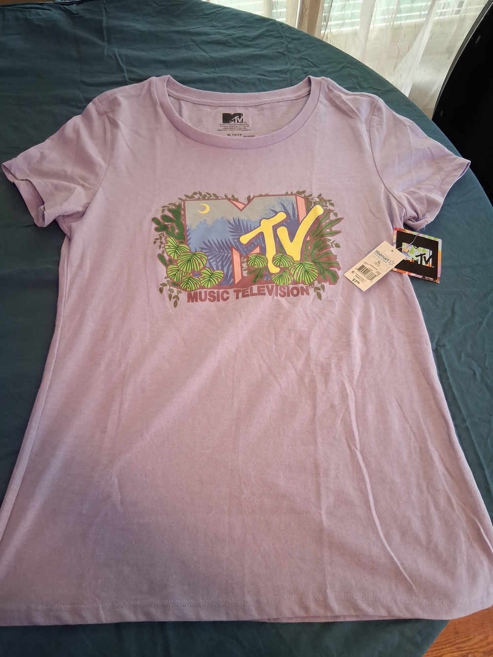 MTV Lavender Short Sleeve Tee with Tropical Logo